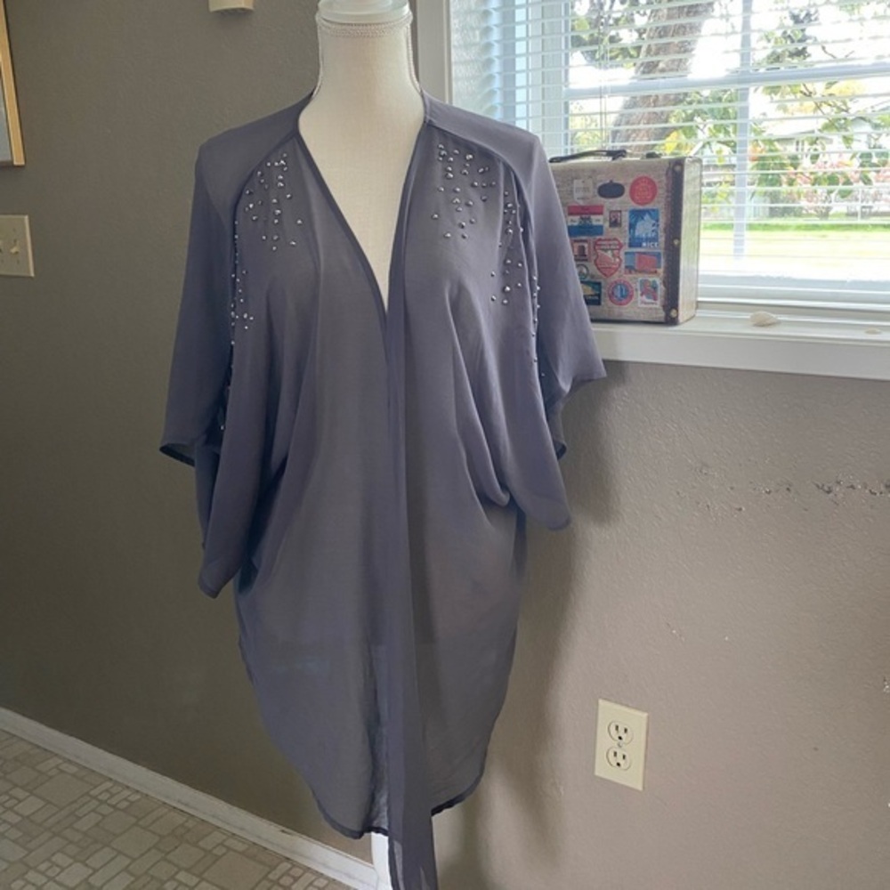Apricot Lane Collection sheer gray studded shrug, Sz. S